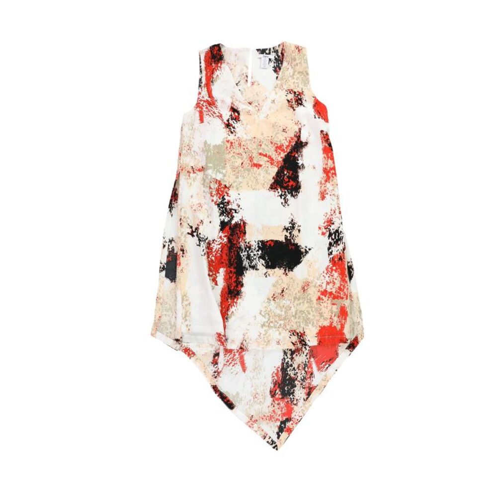 bar III Womens Printed Shift Asymmetrical Dress, Off-White, XXS, DM